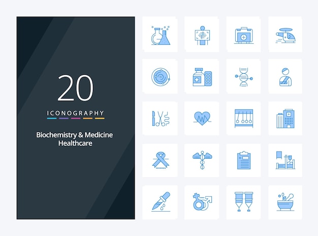 20 Biochemistry And Medicine Healthcare Blue Color icon for presentation