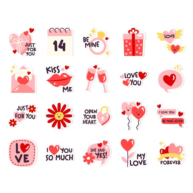 Vector 20 valentijnsdag-stickers