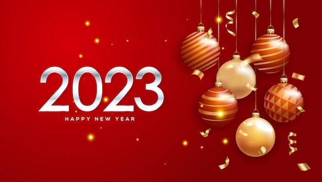 2023 Happy New Year number text effect background.Greeting Card Birthday banner Poster Luxury