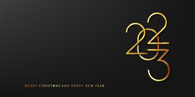 2023 New Year Greeting design gold number of year Elegant gold text 2023