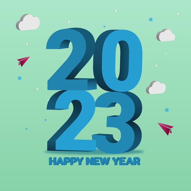 2023 new year illustration with big number