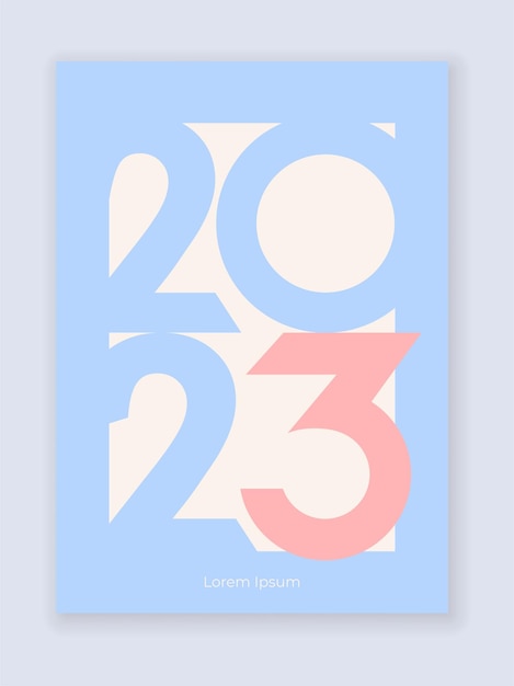 2023 New year minimalistic poster set Vector pastel cover Merry Christmas and Happy New Year Design templates for typography Vector illustration concept