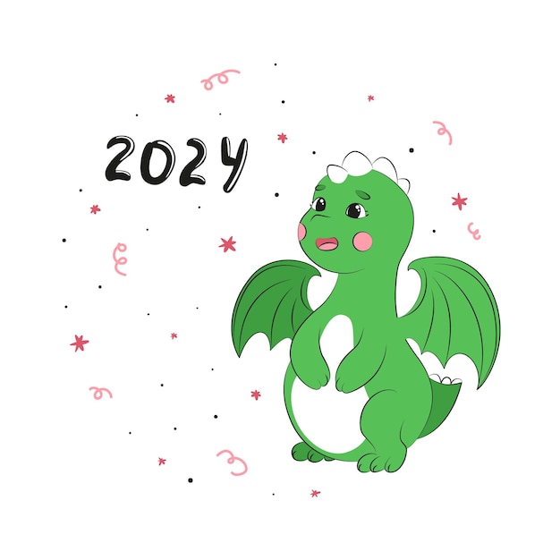 2024 year of the dragon cute dragon new year 2024 year of the green wooden dragon