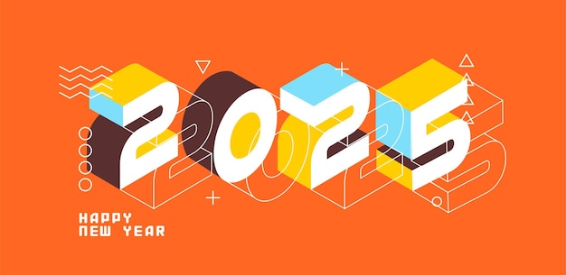 Vector 2025 happy new year with colorful design