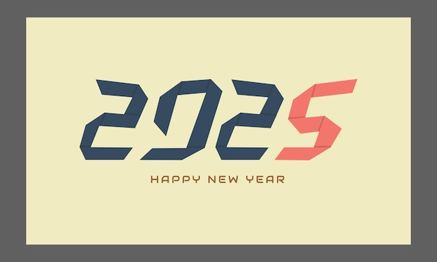 Vector 2025 new typhography desing number for happy new year 2025 folding ribbon or paper style