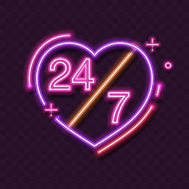 24 days,  7 days neon vector.