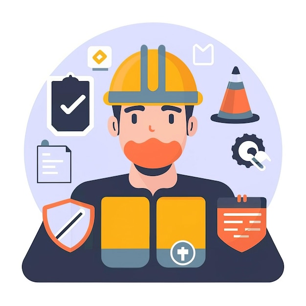 2d vector illustration safety Civil protection and safety when working and taking safety