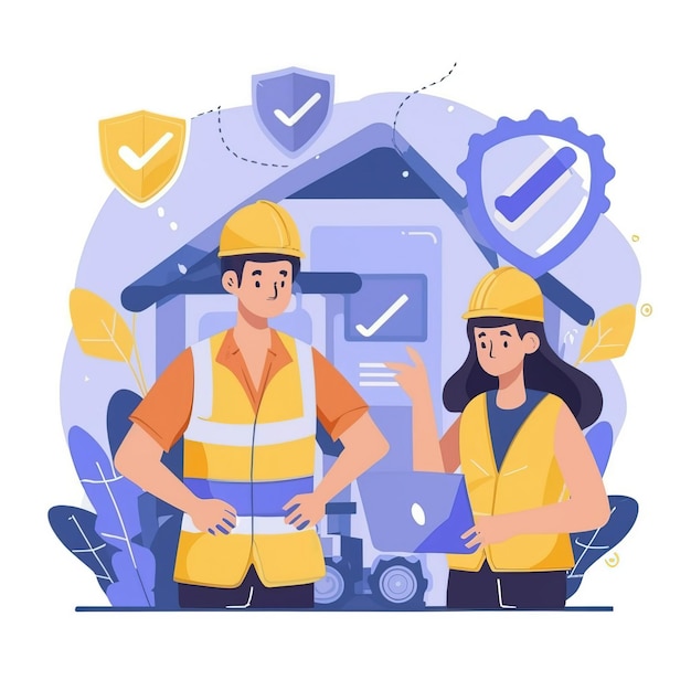 2d vector illustration safety Civil protection and safety when working and taking safety