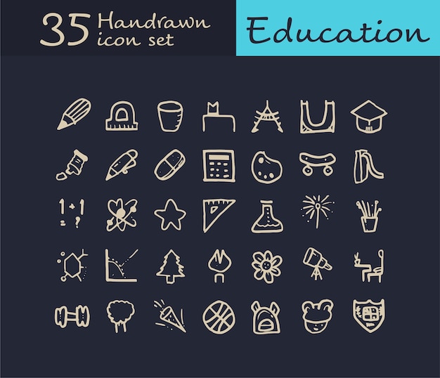 35 Hand drawn Education icon