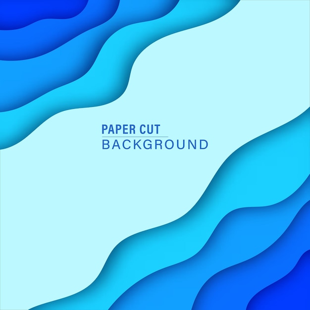 3D abstract blue wave background with paper cut shapes. Vector design layout for business presentations, flyers, posters, banner, greeting card