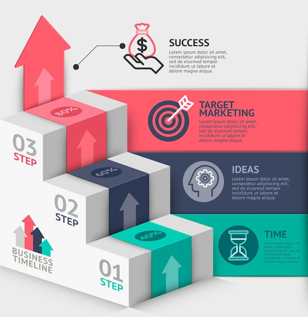 Vector 3d business staircase diagram template vector illustration can be used for workflow layout banner number options step up options web design infographics timeline template