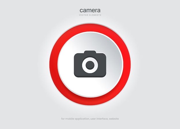 3d Camera icon symbol push button. Photograph sign. Photo icon. Cam sign. Take a picture symbol