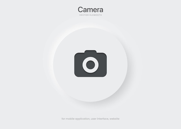 3d Camera icon symbol push button. Photograph sign. Photo icon. Cam sign. Take a picture symbol