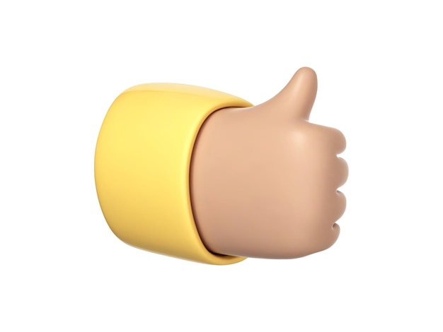 Vector 3d cartoon thumb up icon hand gesture of like ok good success or approve vector 3d illustration