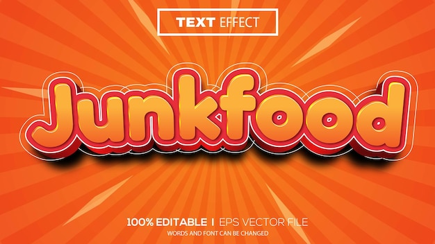 3d editable text effect junkfood theme premium vector