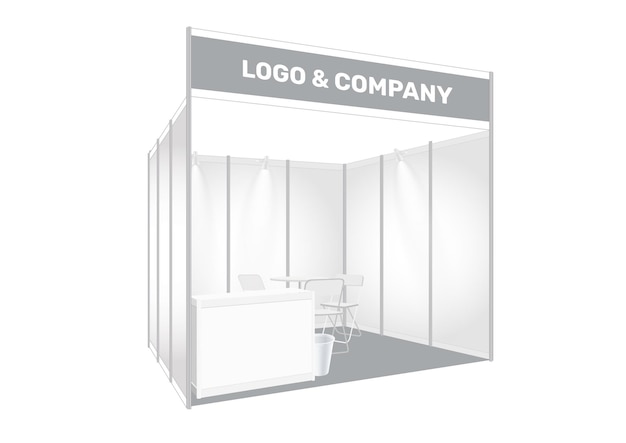 Vector 3d exhibition booth set 3m x 3m