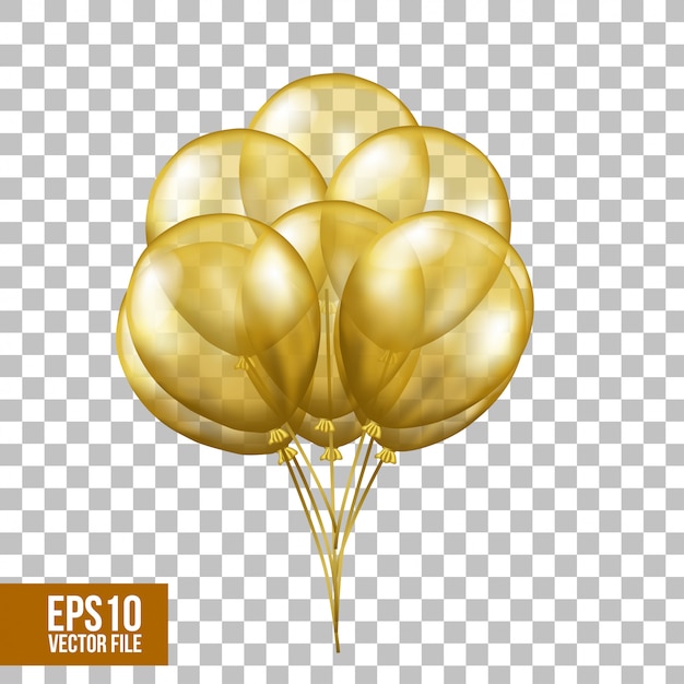 3D flying gold transparent balloons