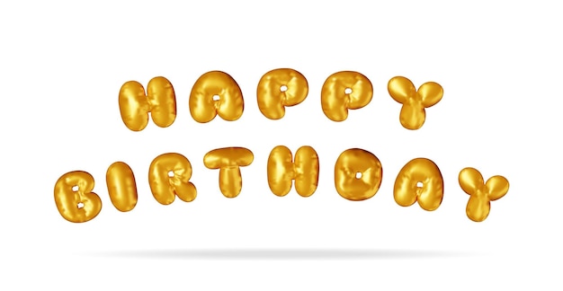 Vector 3d gold balloon text of happy birthday