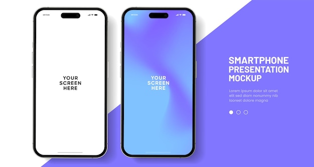 Vector 3d high quality smartphone mockup with different angles and isolated background for show mobile app