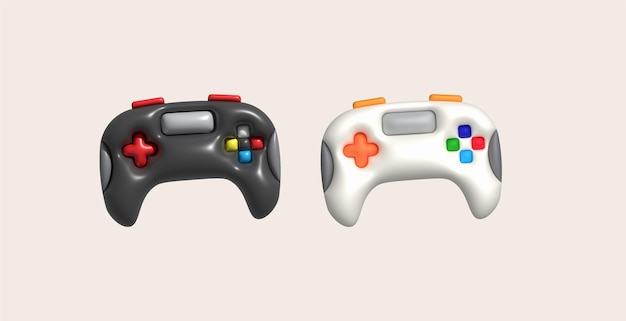 Vector 3d icon joystick gamepad game console or game controller computer game minimalist cartoon style