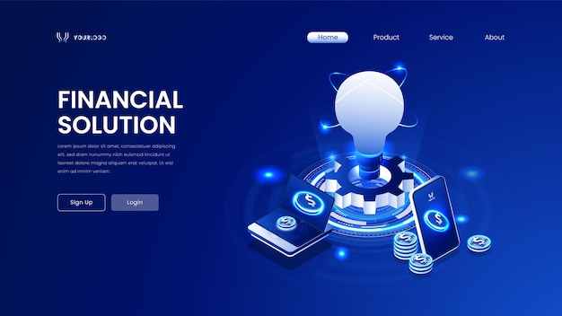 3d isometric financial solution vector based