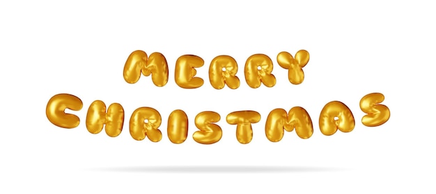 Vector 3d merry christmas colorful text in gold balloon