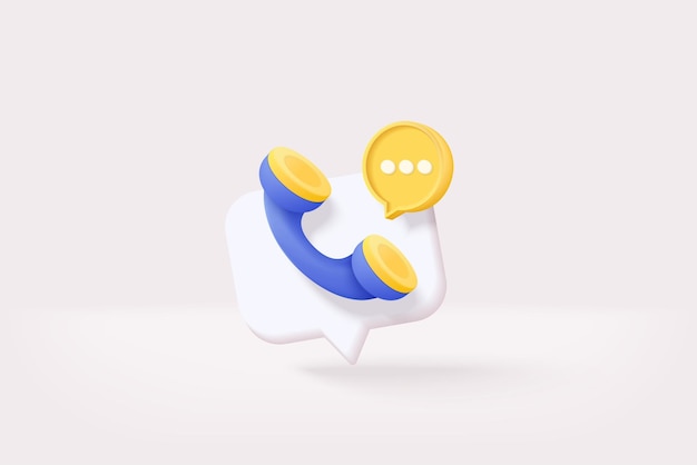 Vector 3d minimal call phone and bubble talk on white background talking with service support hotline and call center icon concept 3d vector render telephone for contact customer on isolated background