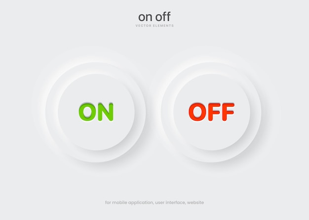 3d neumorphism on off toggle switch buttons or icons open and close active and inactive for ui ux