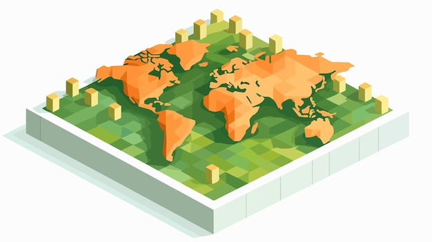 Vector 3d pillars world map illustration