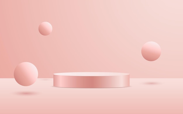 3d podium and floating sphere scene background