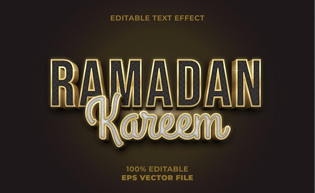 3D ramadan kareem text effect template with gold color