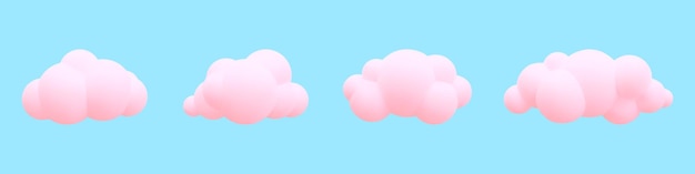 Vector 3d realistic clouds collection vector illustration