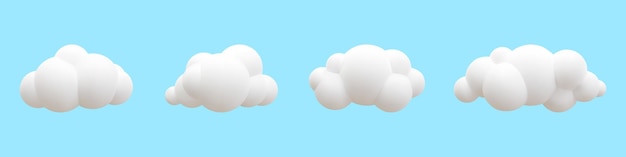 Vector 3d realistic clouds collection vector illustration