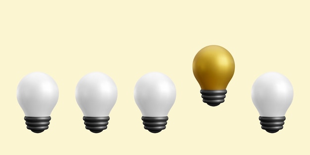 Vector 3d realistic light bulb icons idea concept vector illustration