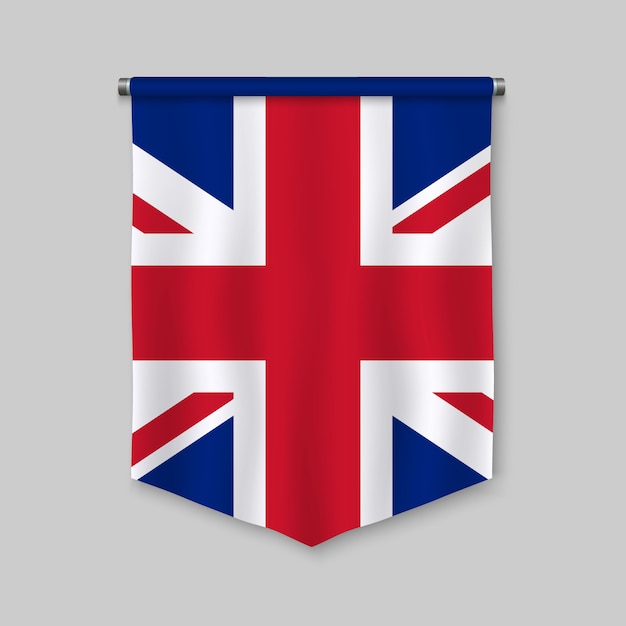 3d realistic pennant with flag of United Kingdom