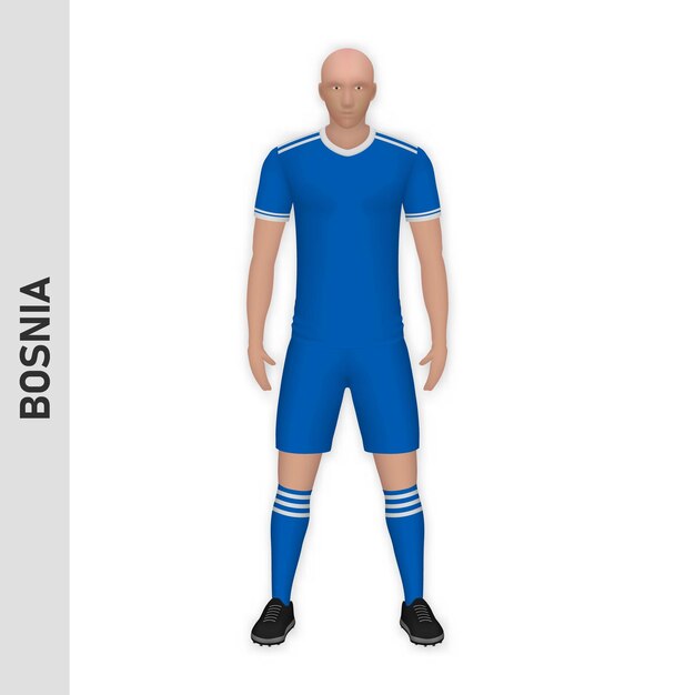 Vector 3d realistic soccer player mockup bosnia football team kit temp