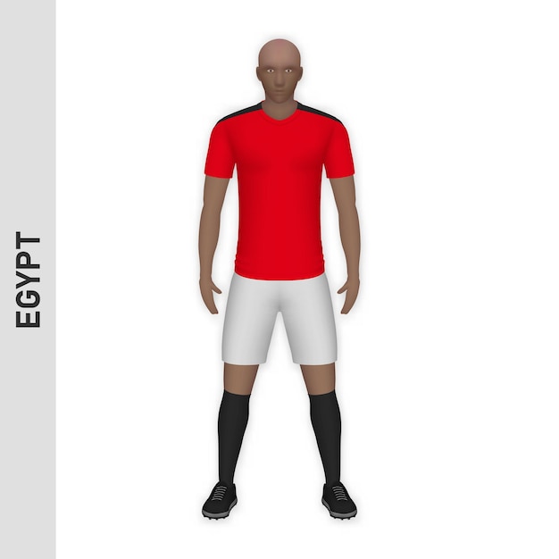 Vector 3d realistic soccer player mockup egypt football team kit templ