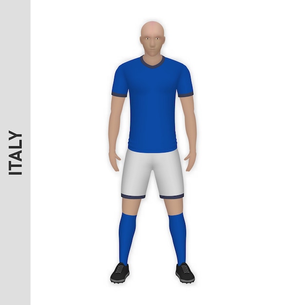 Vector 3d realistic soccer player mockup italy football team kit templ