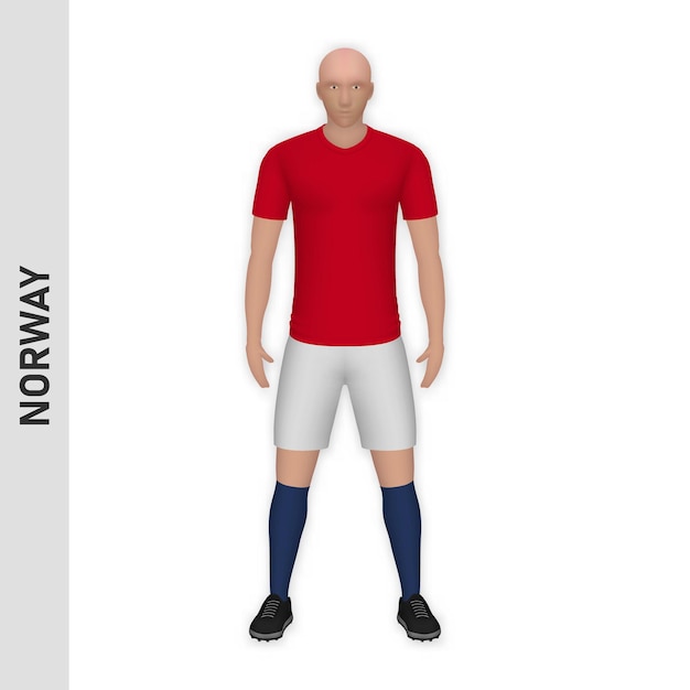 Vector 3d realistic soccer player mockup norway football team kit temp