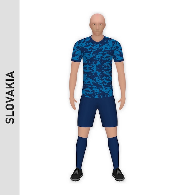 Vector 3d realistic soccer player mockup slovakia football team kit te