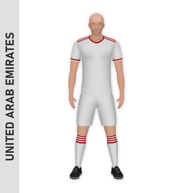 Vector 3d realistic soccer player mockup united arab emirates football