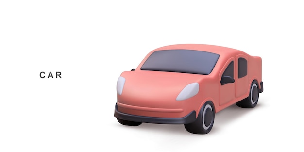 Vector 3d red car on white background