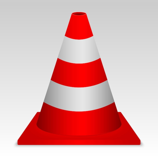 3d red Traffic Cone. Vector sign