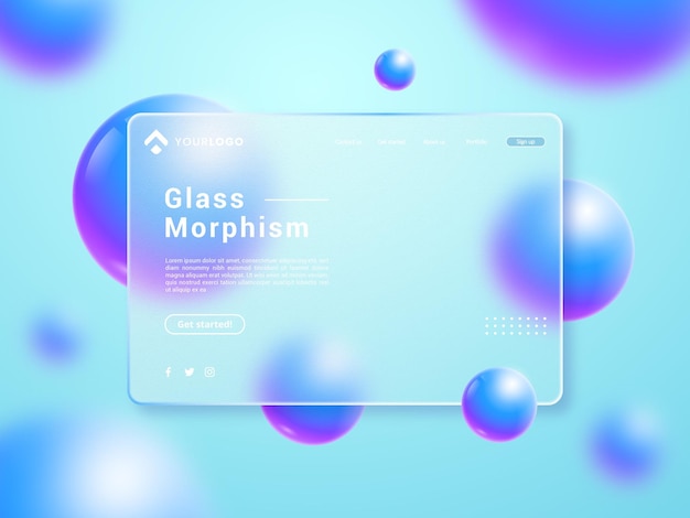 Vector 3d render glassy gradient background modern glass morphism