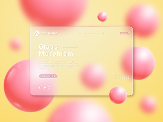 Vector 3d render glassy gradient background modern glass morphism