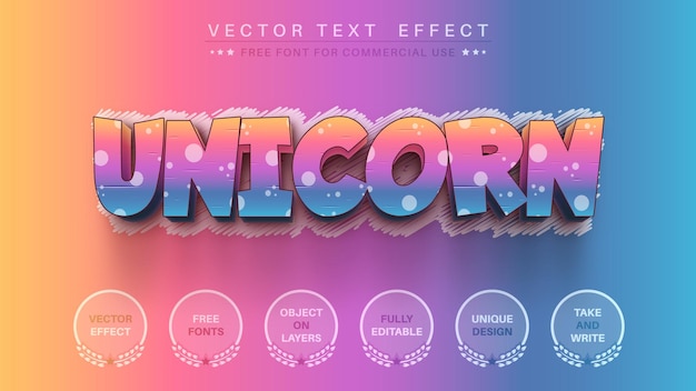 3D Unicorn Editable Text Effect, Font Style