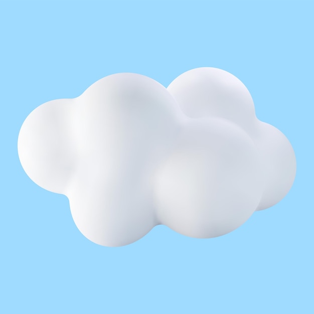 Vector 3d white cloud isolated on blue