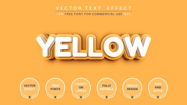 3D Yellow Editable Text Effect, Font Style