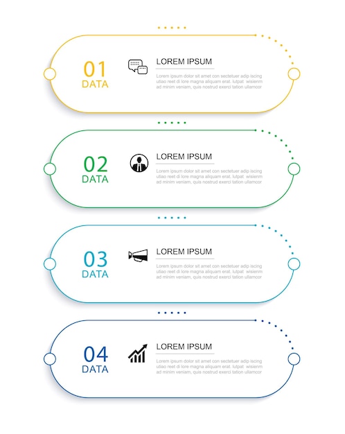 Vector 4 data infographics thin line index template illustration abstract background