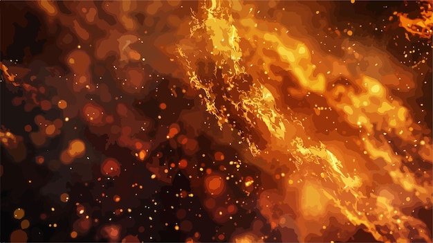 Vector 4k fire effect background with flying burning sparks